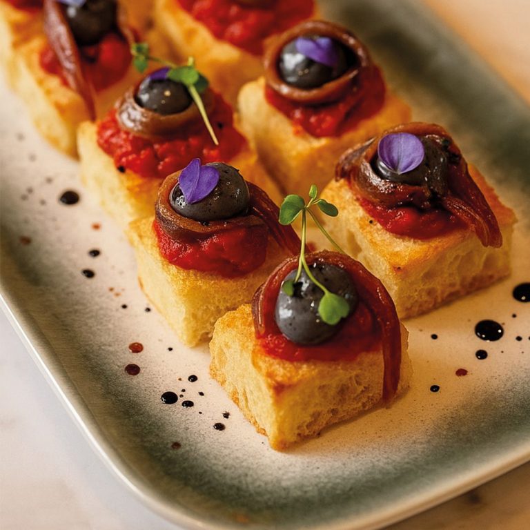 Anchoas de Santoña Doble Cero sobre brioche con pimientos asados y mahonesa de caviar en Tolón Tolón Bilbao